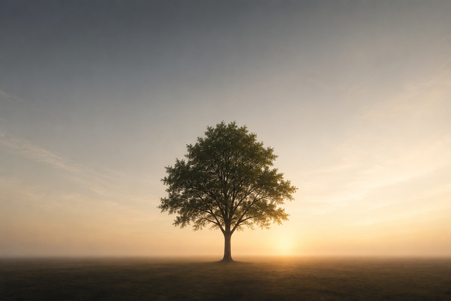 Olive tree standing in minimal desert landscape